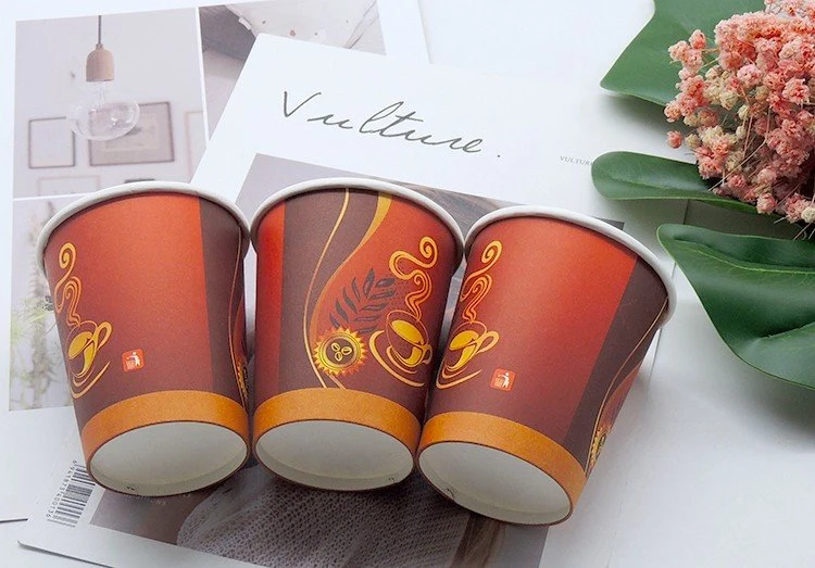 Disposable Customized Printed 8 Oz Coffee Drinking Single Wall Paper Cup with Lid