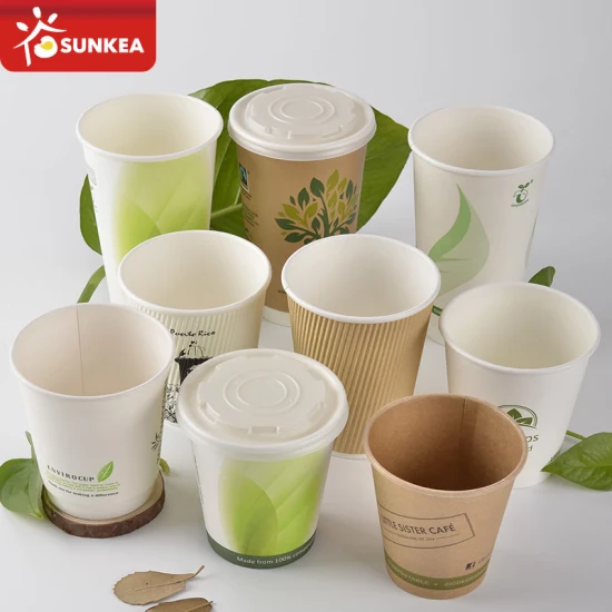 Sunkea 테이크아웃 처분할 수 있는 생물 분해성 관례에 의하여 인쇄되는 마시는 컵 커피 종이컵
